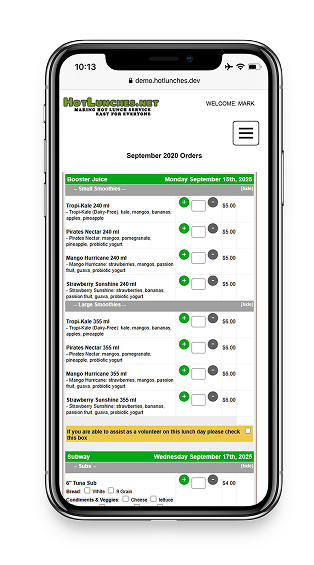 Mobile Support for Lunch Ordering